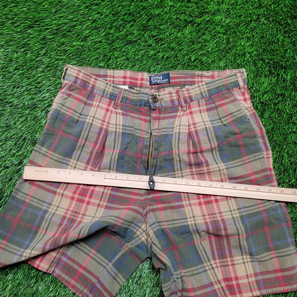 VTG 80s Polo Ralph Lauren Pleated Shorts 33 Waist USA Made Preppy - Picture 5 of 11